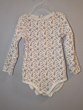 🐎 Gymboree Rocky Mountain Girls Cream Floral Long-Sleeved One-Piece Bodysuit 3T